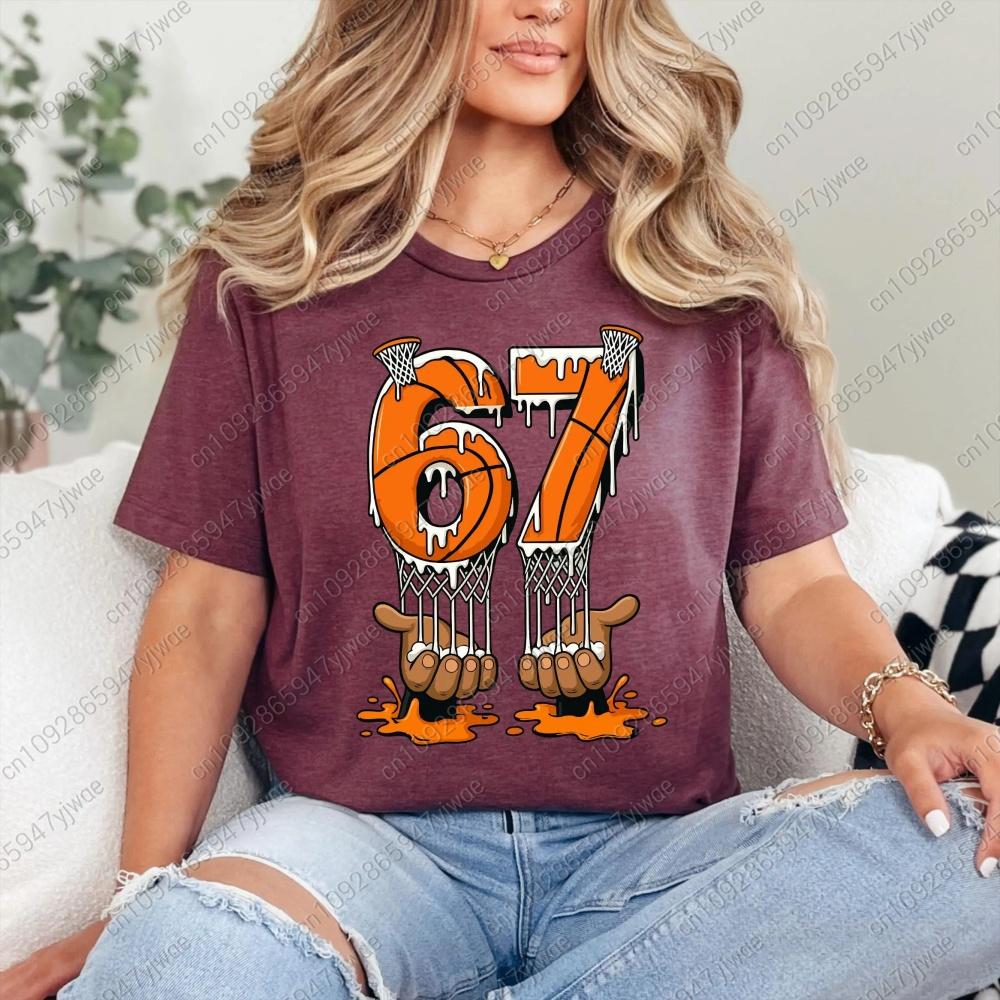Trendy 67 Basketball Six Seven Tee Unisexs Short Sleeve Oneck Tshirt Summer New Male Casual T Shirt Unisex Clothing