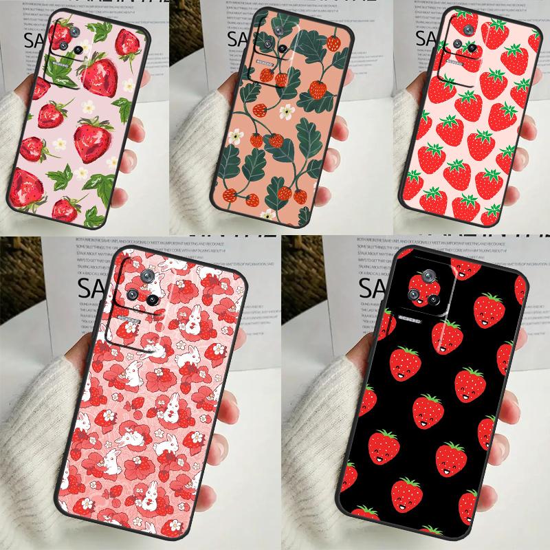 Cute Strawberry Case For POCO X6 Pro M6 X5 X3 M5s F3 F5 Xiaomi 14 Ultra 13 12 Lite 11T 12T 13T Pro Coque