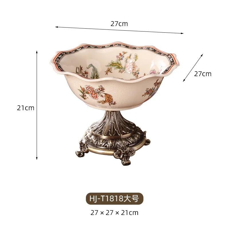 Fruit Tray Desktop Ornament Set American Ceramic Home Light Luxury Living Room European Retro High Foot Large Capacity Highgrade