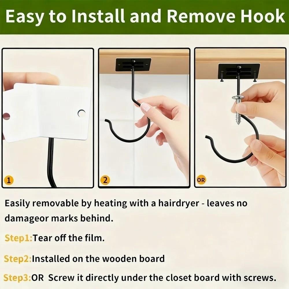 Wall Mount Under Cabinet Banana Hook Rotation Grape Hanging Holder Space-Saving Towel Hook Kitchen