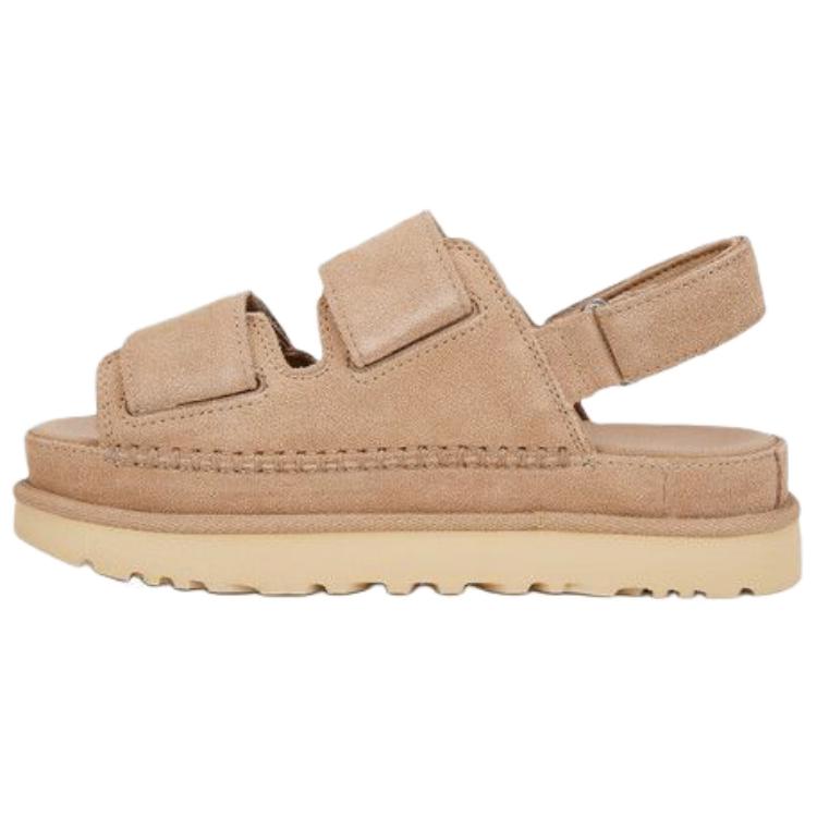 UGG Золотые Семейные Коровьи Раздельные Кожаные Сандалии на Одной Лямке Женские Песочные 1141493-SAN