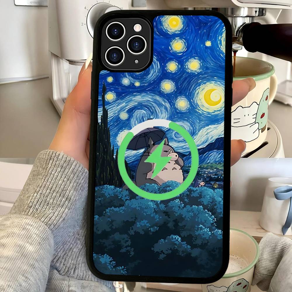 Мультяшный Милый Т-Тоторо Магнитный Матовый Чехол для Телефона Для IPhone 16 17 15 14 13 12 11 Для Magsafe Беспроводной Зарядки Обложка