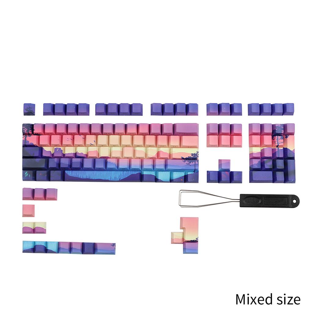 Колпачки для клавиш DoubleShots PBT с подсветкой 124 Purple Dreamland Dye-Sub с боковой гравировкой для механической клавиатуры 68/84/104