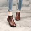 Handmade Leather Ankle Boots Flat Vintage Fleece Boots Round Head Cowhide Women's Shoes