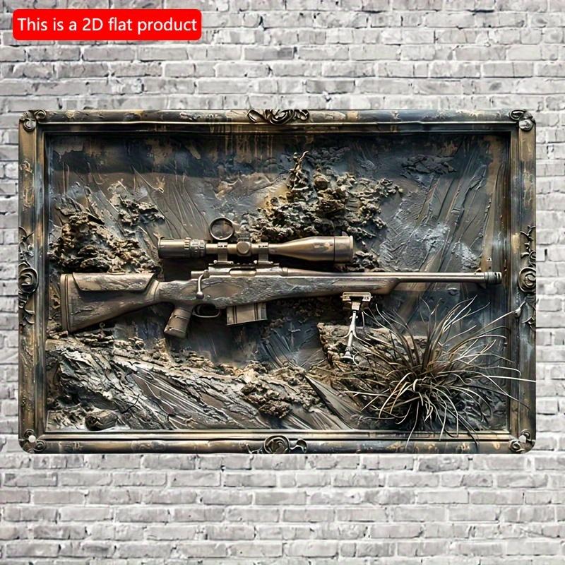 2d Плоский 30*20см, Современная Военная Снайперская Винтовка Деревянная Декоративная Табличка и Доска, Настенное Искусство для Дома, Гостиной, Двери, Кухни, Сада