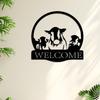 Wrought Iron Wall Art Black White Cow Silhouette Farm Decor Welcome Sign Housewarming Gift