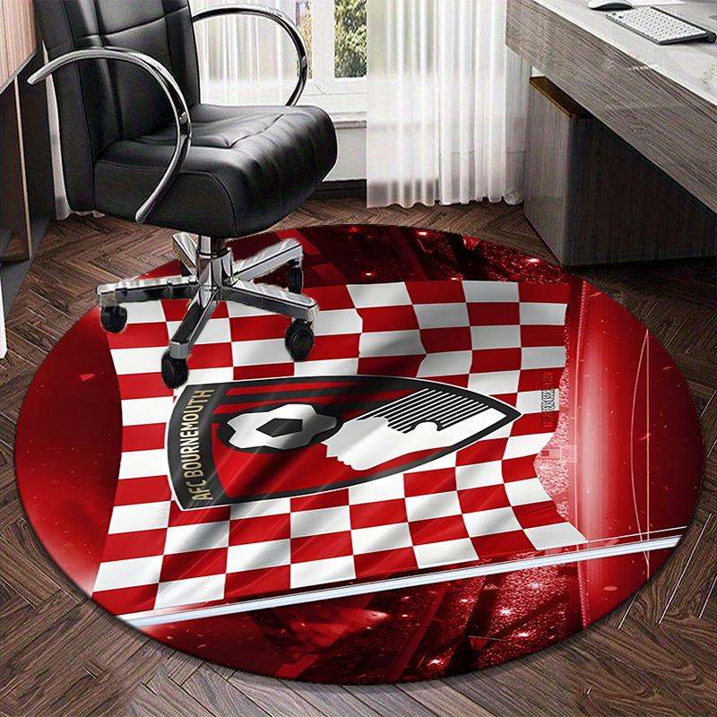 1PC round rug Soccer Ball Afc Crest Printed , Round Chair Rug, Decorative Carpet Floor Mat, Fan gifts Christmas gift