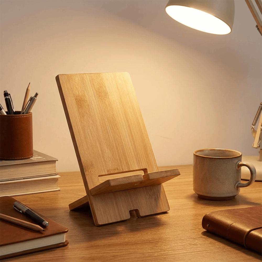 Solid Wood Bamboo Phone Holder Multi-Functional Portable Smartphone Charging Bracket Universal Detachable Wooden Phone Stand