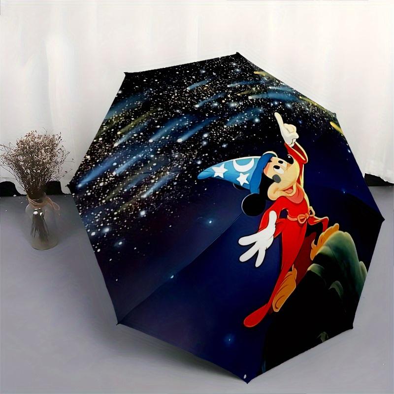 Disney FantasiaMickey Mouse Automatic Open/Close Umbrella - Cute Umbrella with Cute Design, Portable 3-Fold Compact Umbrella for Men & Women