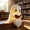 Cute Ghost Reading Book Lamp, LED Halloween Glow Spirit Night Light for Bedroom Study Room, Readers