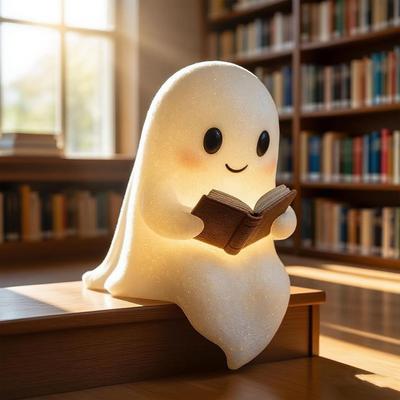 Милый ночник-привидение, читающий книгу, светодиодный светящийся дух на Хэллоуин, ночник для спальни, кабинета, для читателей