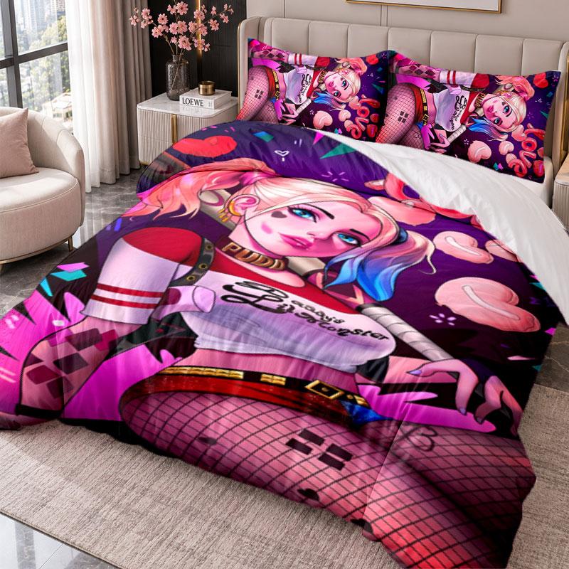 Harley Quinn 3Pcs Bedding Set Duvet Cover With Two Pillowcases For Bedroom Home Decoration
