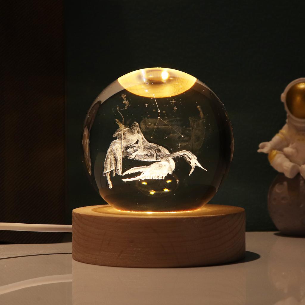 12 созвездий, маленькие ночные светильники, светящийся хрустальный шар, настольные декоративные светильники, украшения, маленькие ночные светильники на день Святого Валентина