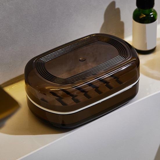 Коробка для мыла в ванной комнате, двухслойная, быстрый дренаж, прозрачная, с крышкой и съемной сливной стойкой, пылезащитный кухонный поднос для мыла в отеле, держатель для мыла