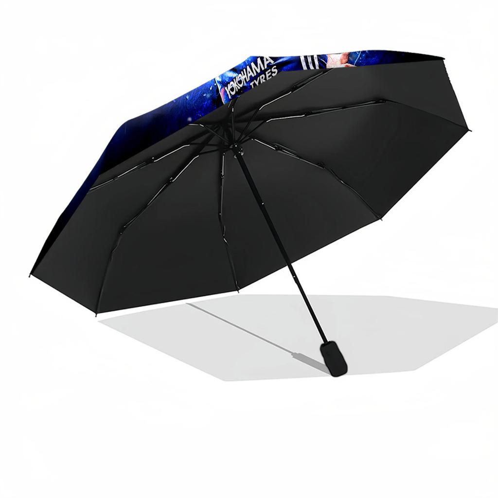 Blue Energy Soccer Player Automatic Umbrella with 8-Rib Foldable Design Travel Essential Outdoor Accessory Perfect Gift for Friends & Family