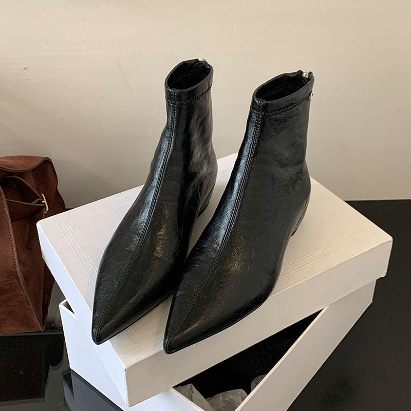 Женские молнии Женские эластичные ботильоны до щиколотки с обувью для увеличения роста Остроносые Современные женские короткие ботинки Обувь