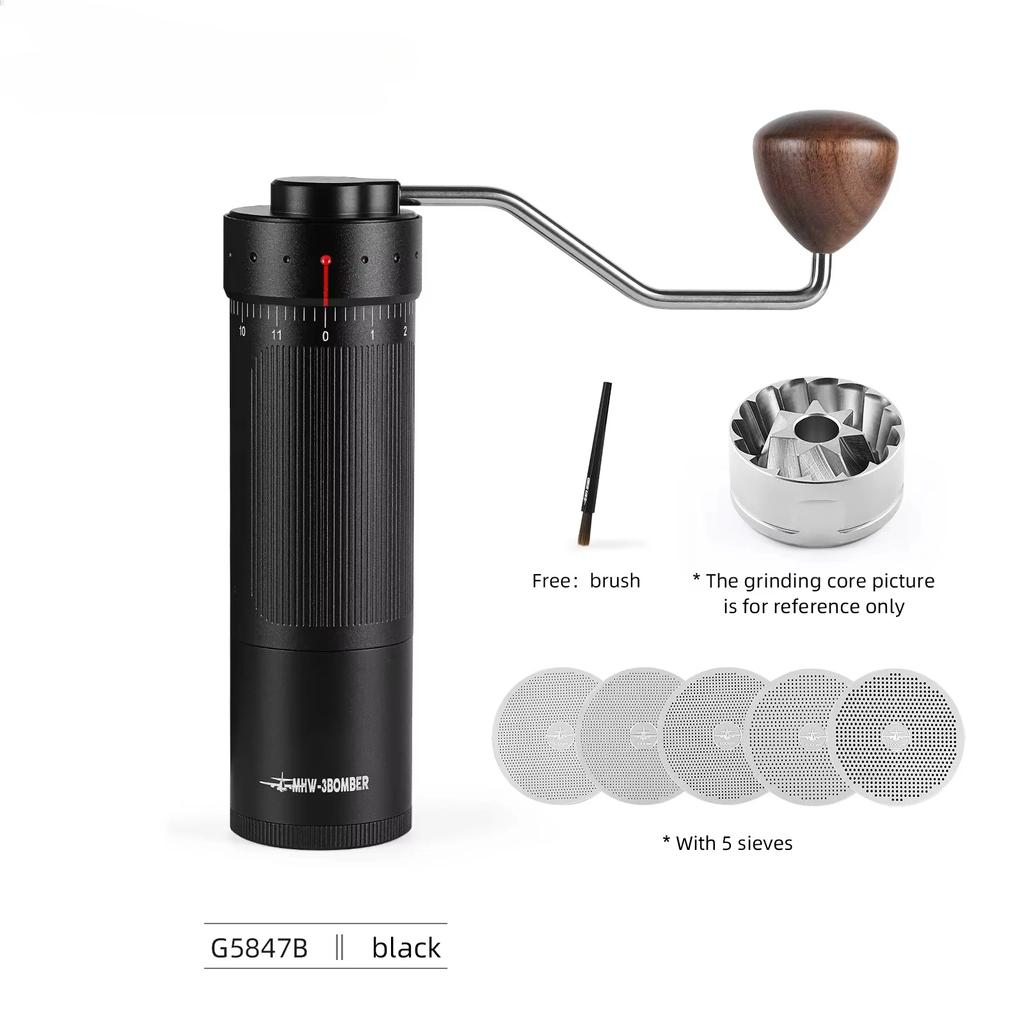 Ручная кофемолка с цифровой внешней настройкой, конические жернова из нержавеющей стали, подходят для капельного эспрессо-бариста, ручные кофемолки