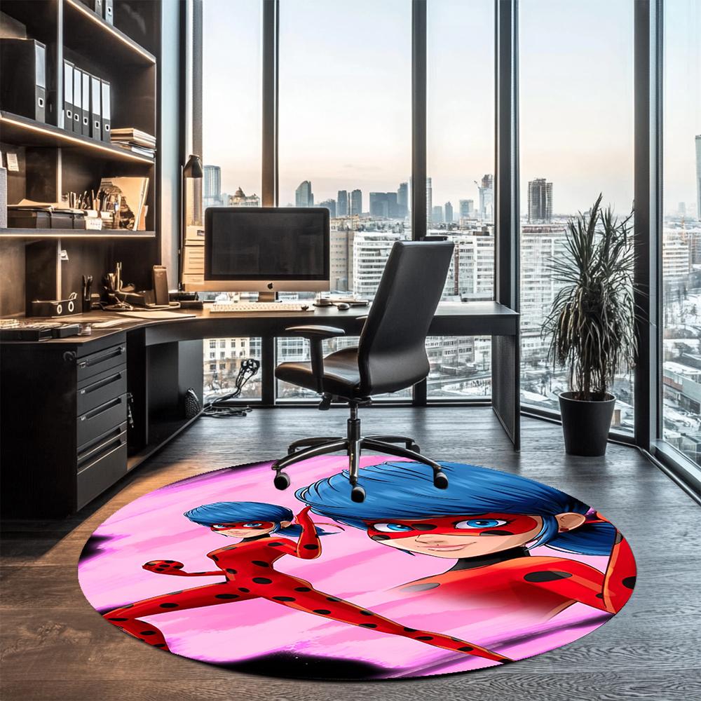 Ladybug Printed Round Rug Carpet Chair Rug Area Rug Entryway Doormats,for Office Chair Living Room Bedroom Kitchen Room.