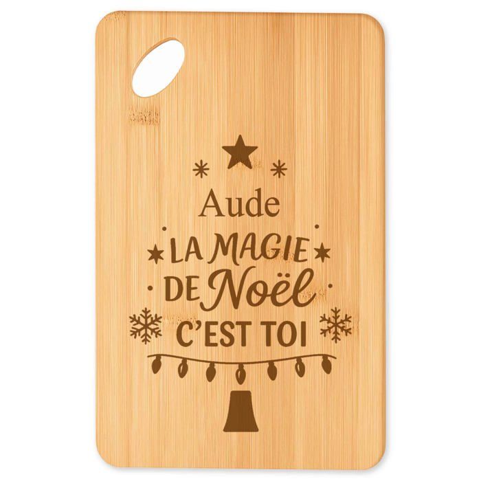 Planche à découper - PLANETEE - Aude Magie de Noël - Bambou gravé - Motif sapin festif - Idéal apéro/cadeau