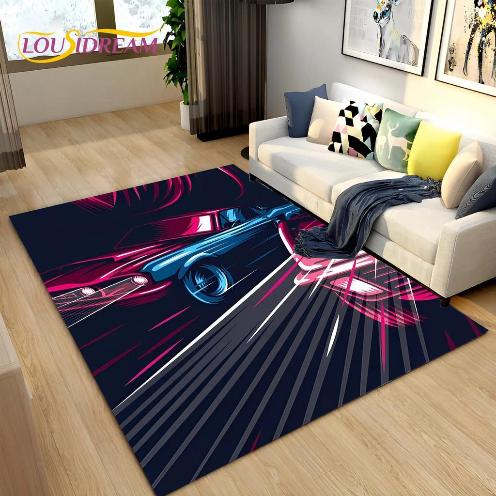 3D гоночный спортивный автомобиль, мягкий коврик, большой ковер, коврик для дома, гостиной, спальни, дивана, коврик для двери, декор для детских игр, нескользящий напольный коврик