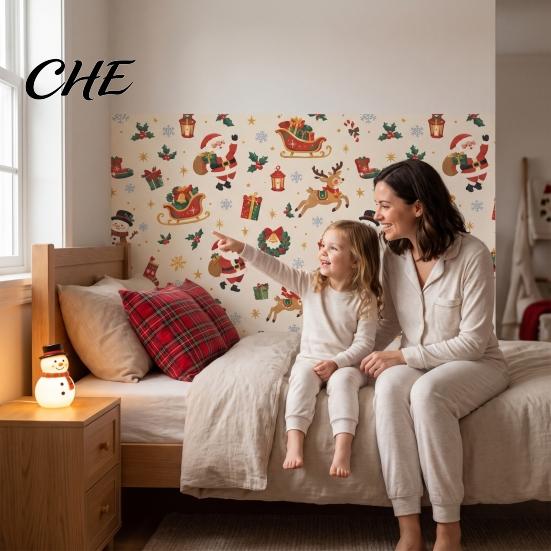Quick Home Renovation Stickers Christmas Nutcracker Self-Adhesive Wall Stickers, Thick PVC Wallpaper with Ballerina, Xmas Tree & Theme Covering