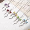 925 Sterling Silver Butterfly Pendant Necklace for Women, Natural Amethyst/Topaz Crystal Necklace, INS Style Dainty Jewelry Gift