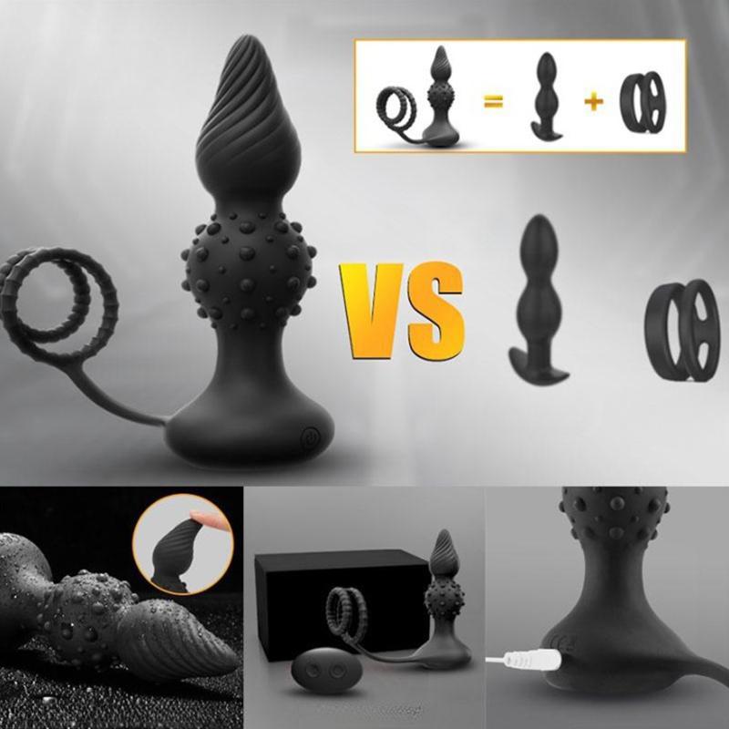Anal Vibrator for Men Vibrating Penis Ring Delay Anal Sex Toys Male Anal Butt Plug Vibrator Sex Toys