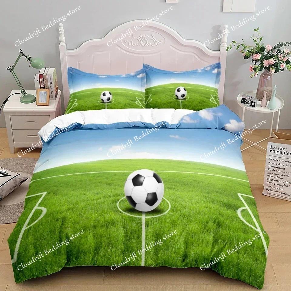 Football Duvet Cover Set 3D Soccer Printed Boys Teens Bedding Set Sports Theme Double Queen King Size Comforter Cover