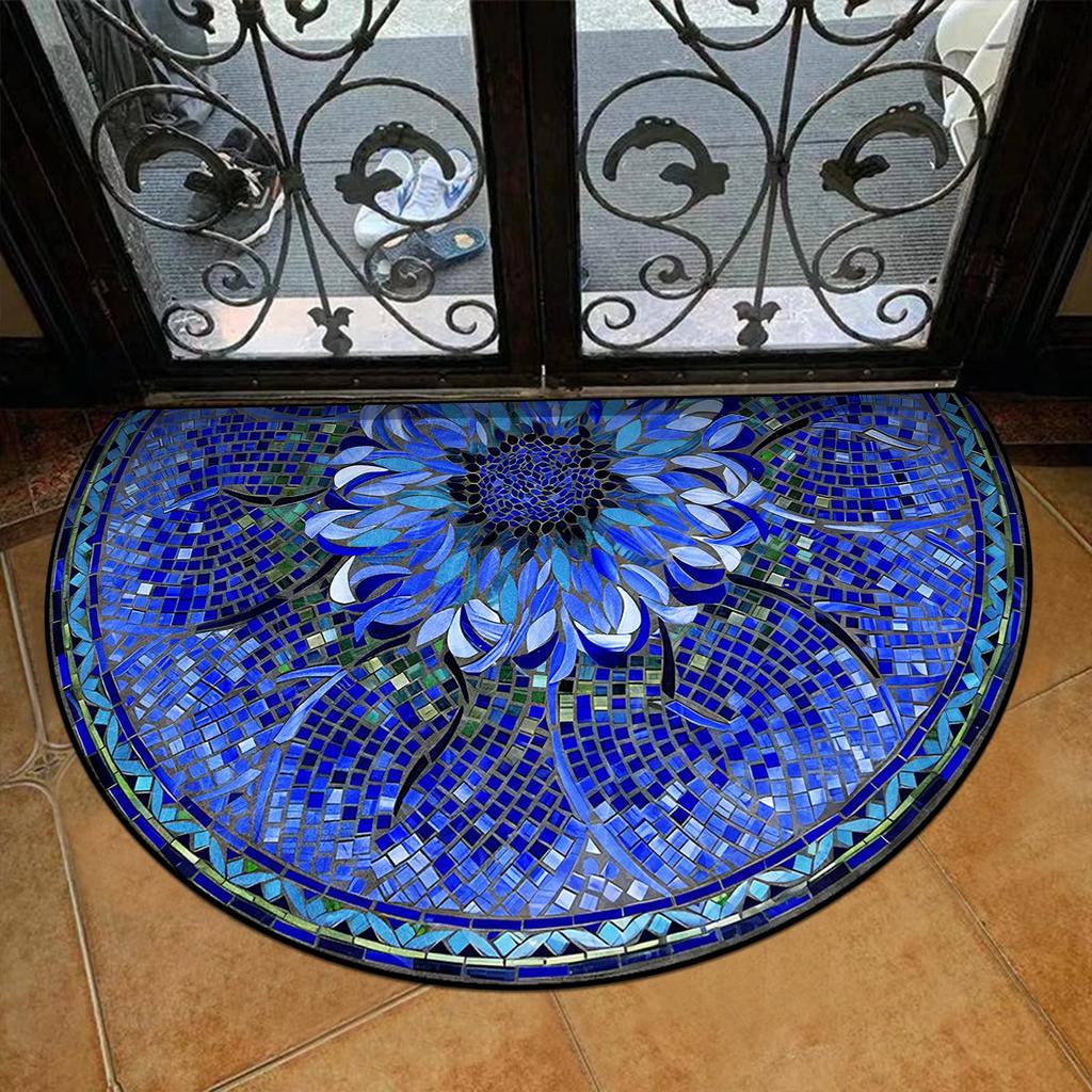 Входной коврик Весенние садовые украшения Уличный ковер Коврик для прихожей Полукруглый коврик Цветные цветочные напольные коврики