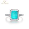 925 Sterling Silver Paraiba Tourmaline Gemstone Wedding Engagement Ring Fine Jewelry