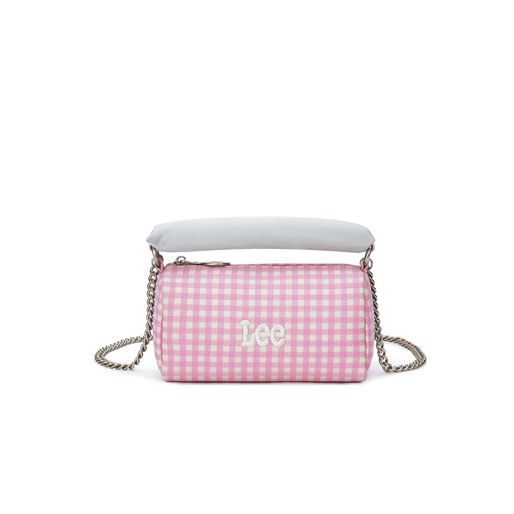 New Lee Fabric Handbag, Shoulder Bag, Crossbody Bag Large Size Women's Pink Plaid LE250038L-102