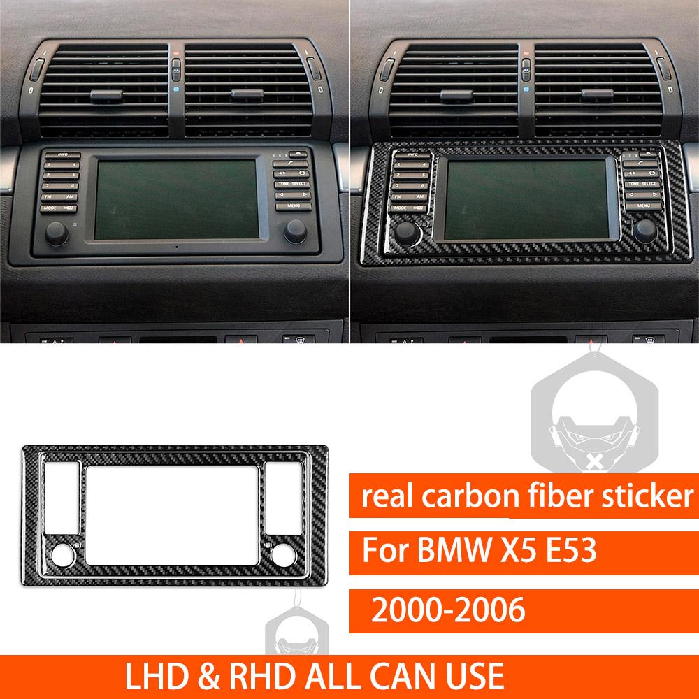 Для BMW X5 E53 2000-2006 Полный комплект накладок на центральную панель, наклейка из настоящего углеродного волокна, аксессуары для интерьера автомобиля