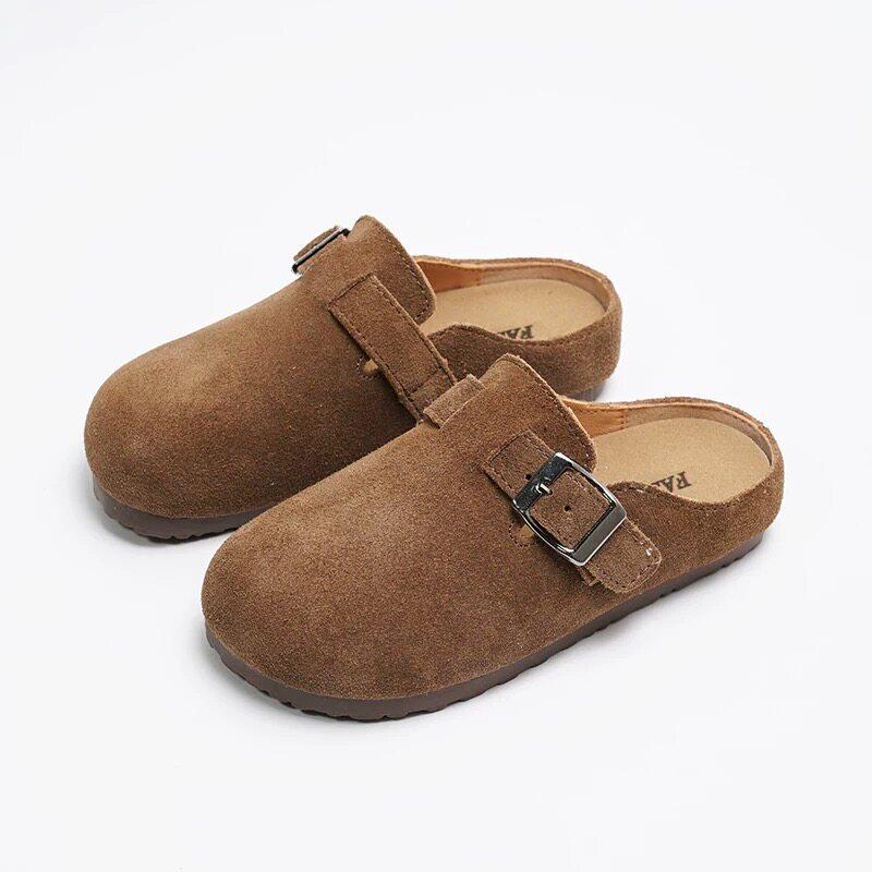 Детские шлепанцы Birkenstock из натуральной кожи Весна/Осень 2025 Унисекс Матовая кожа Повседневная обувь