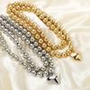 Big CCB Ball Beaded Chain Heart Pendant Necklace for Women Trendy Choker Collar Neck Accessories  Fashion Jewelry