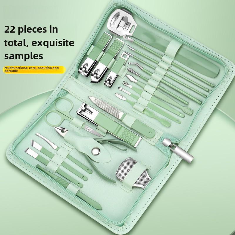 Набор из 22-х кусачек и ножниц из нержавеющей стали с зеленым футляром на молнии