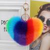 Heart Fluffy Ball Keychain Car Key Ring Holder Bag Charm Ornament