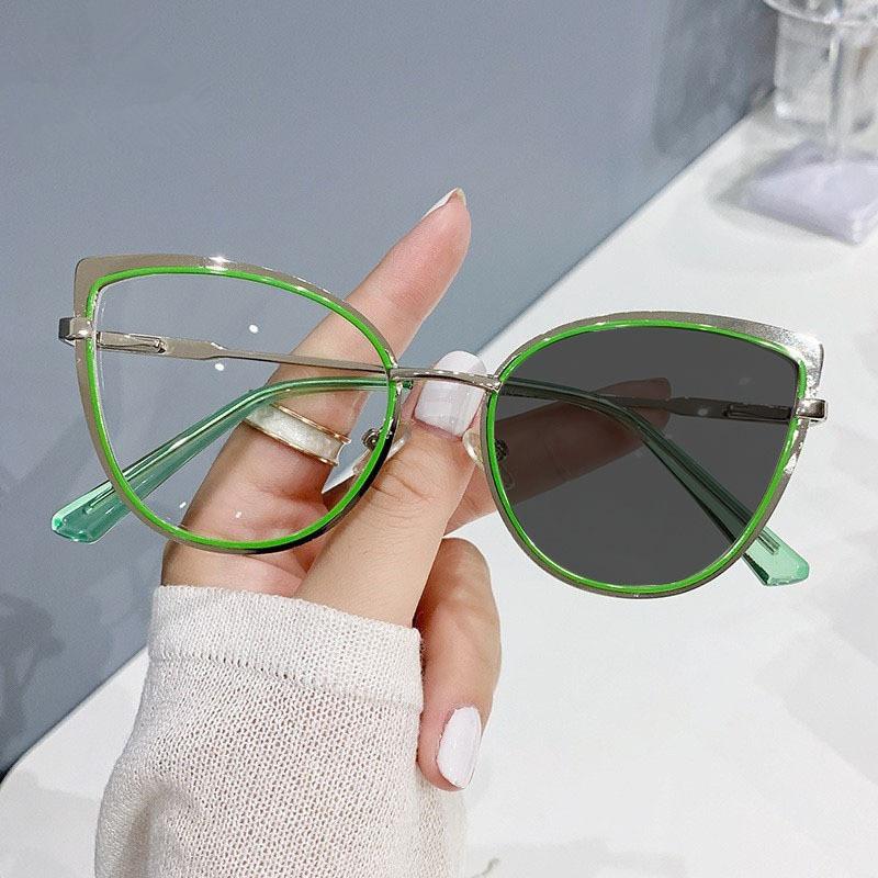 Трендовые оптические очки с защитой от синего света, металлические очки «кошачий глаз», мужские и женские, винтажные, ультралегкие, для компьютера
