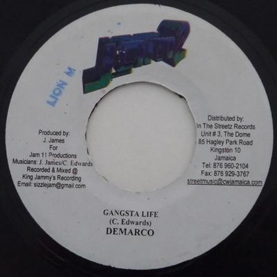 7-дюймовая пластинка DEMARCO - Gangsta Life NONE Jam 2 Records 2007 Ямайка Регги, Ска и Даб Б/у