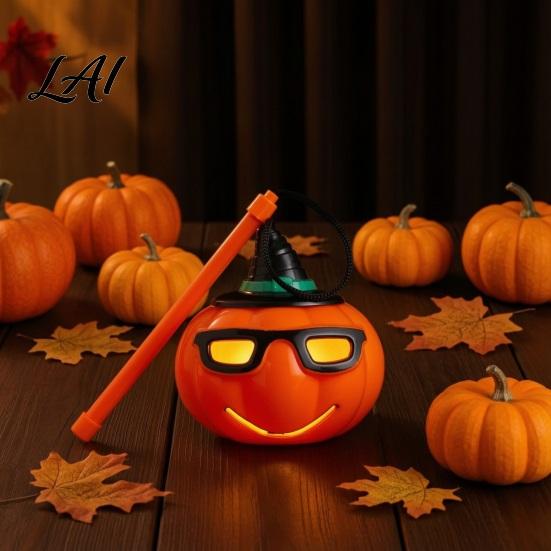 Handheld Pumpkin Lamp for Children Halloween Lantern LED Light Up Lamp Battery Lantern Operated Decorative Plastic Kids Holiday Party Decor