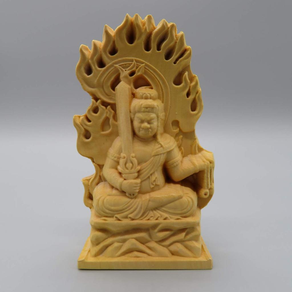 Product Guardian Main Image Wood Carving Mini Buddha Statue No-brand (Fudo Myoo)
