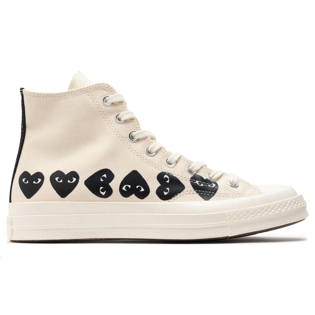 Comme Des Garçons PLAY X Converse Chuck 70 High Multi Heart - Milk Black Unisex Sneakers Cream Egret A08148C