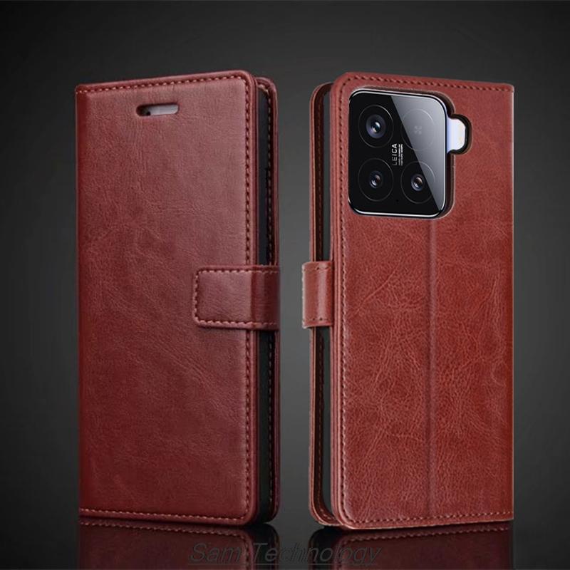 Чехол-держатель для карт для Xiaomi 15 Xiaomi15 Mi15 из искусственной кожи, откидной чехол-кошелек в стиле ретро, деловой чехол-книжка Fundas Coque
