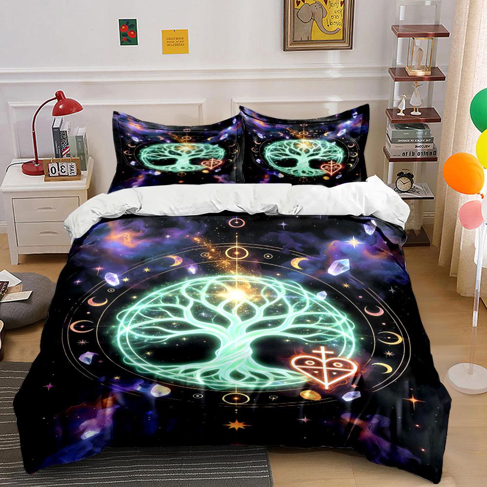 Glowing tree with celestial symbols. Bedding sets Duvet cover sets Duvet covers Pillowcases(1 * Duvet Cover 2 * Pillowcases, without duvet insert)
