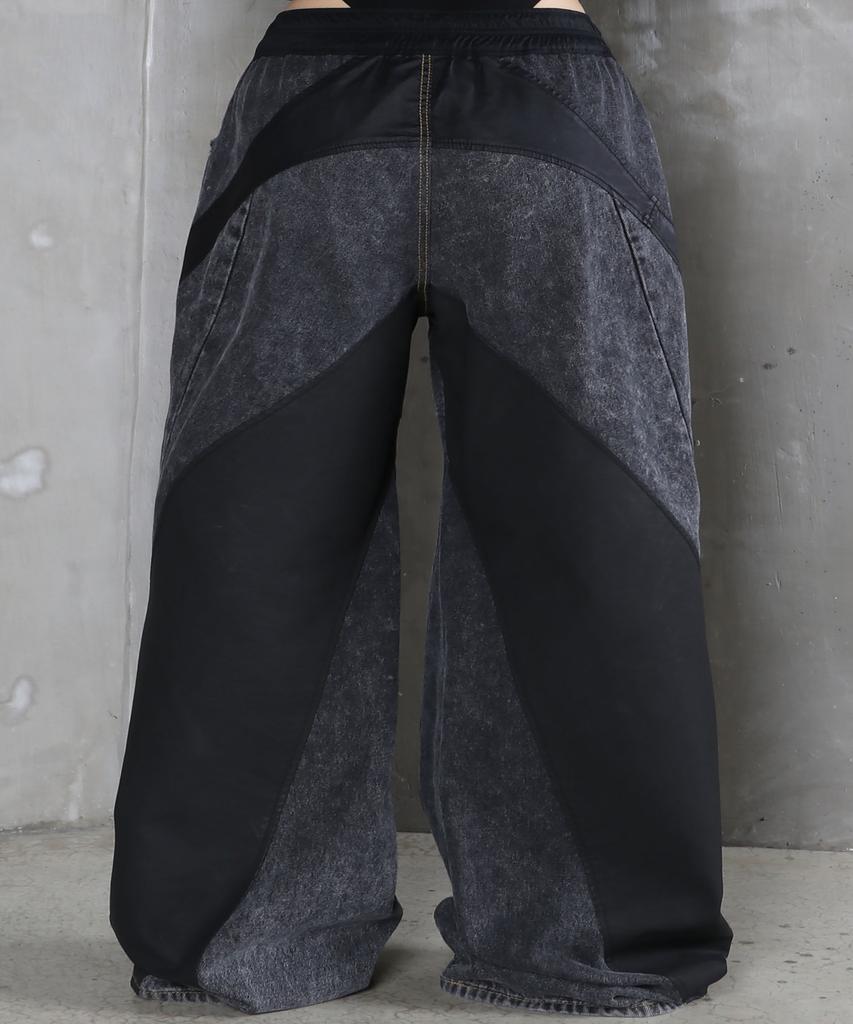 Sumilo Biker Wide Denim Upcycled Pants Unisex