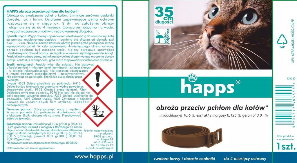 Happs - Obroża Przeciw Pchłom Dla Kotów