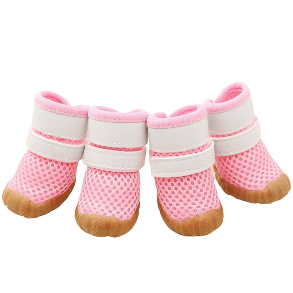 Breathable Dog Mesh Shoes Rubber Sole Adjustable Dog Paw Protectors Hollow Out Wear-resistant Anti-Slip Dog Boots