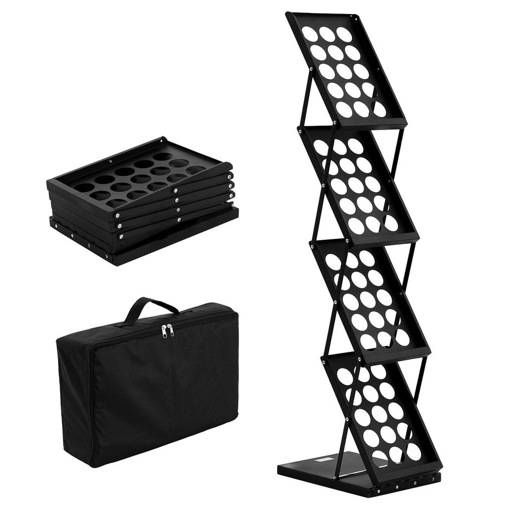 Foldable Magazine Display Rack 4 Pocket Brochure Literature Display Stand