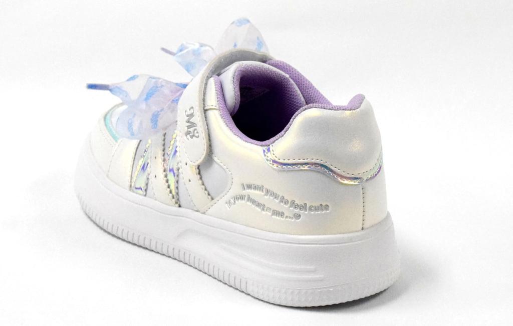 Equal Me Court Stylish and with Elastic and Lace Perfect for Casual and Sports Size Kids' Girls' Sneakers, Cute, Velcro, Straps, Ribbons, School,