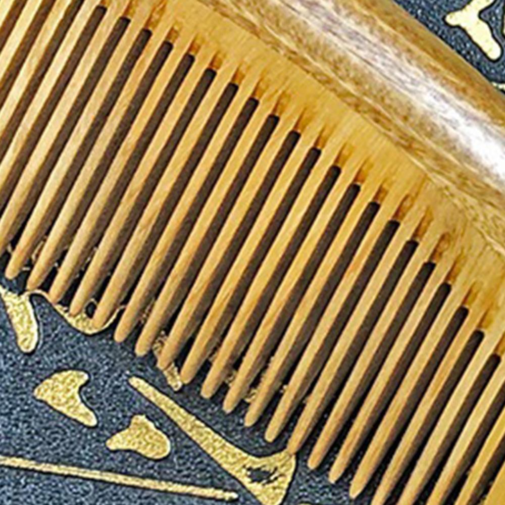 Round Handle Wooden Hair Comb Green Sandalwood Scalp Massage Comb Fine Tooth Comb Daily Grooming