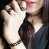 Women Fashion Stretch Tattoo Ring Bracelet Choker Necklace Jewelry Set Gift